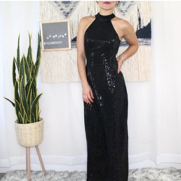 Bari Jay Dresses & Skirts - Bari Jay Black High Neck Open Back Formal Dress